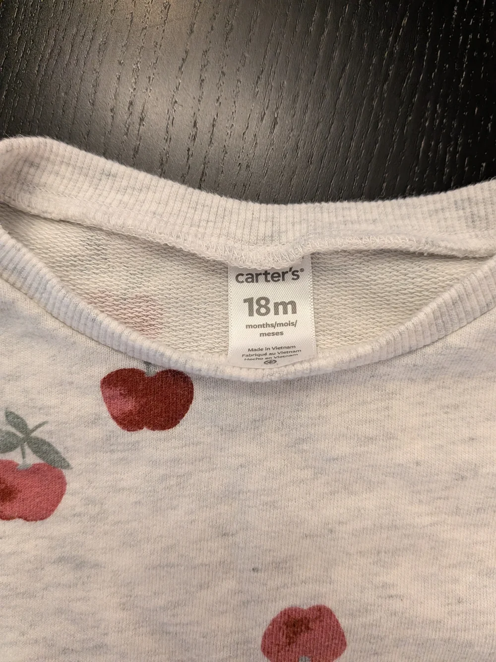 Carter's Cream Sweatshirt & Jogger Set with Red Apple Print